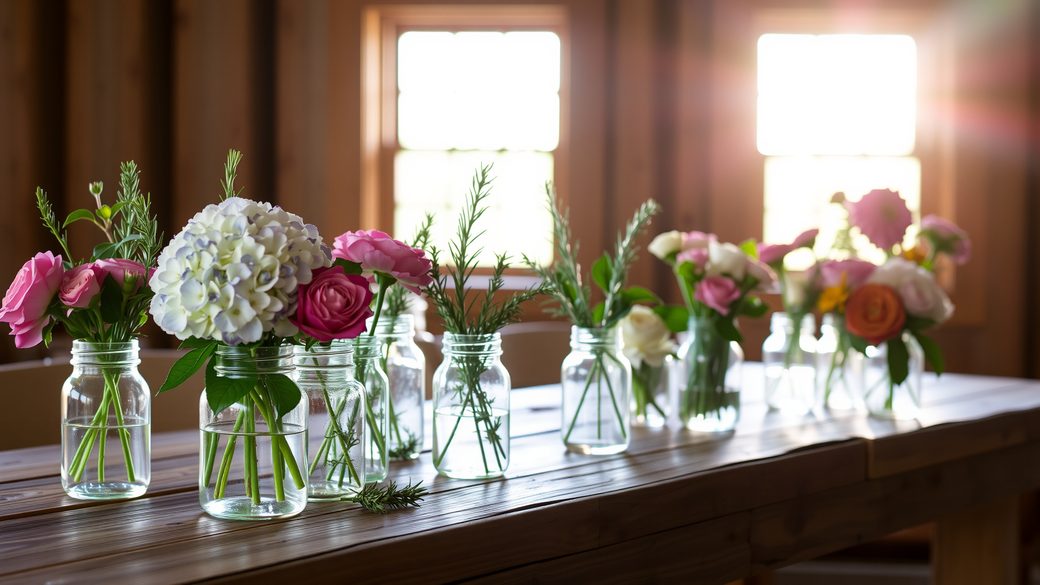Layer Seasonal Greenery and Flowers
