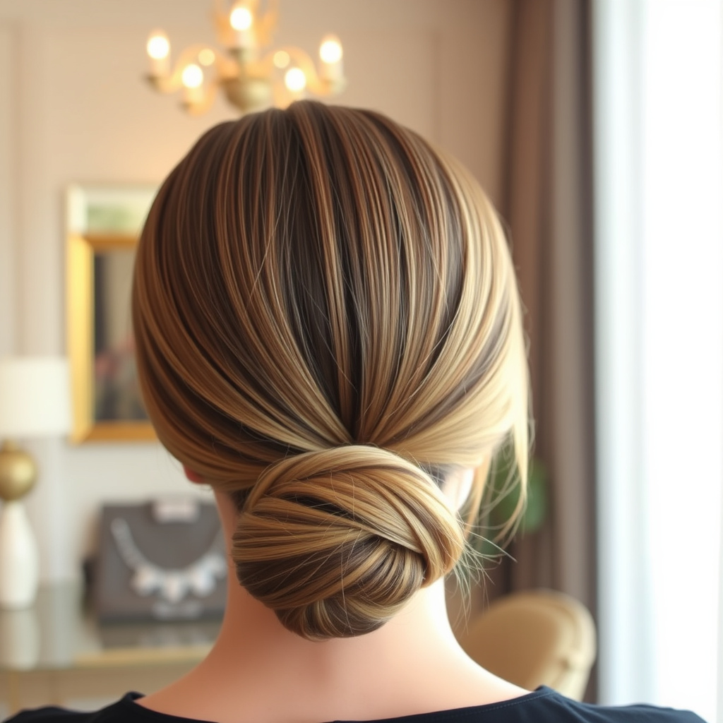 Sleek Low Bun with Middle Part