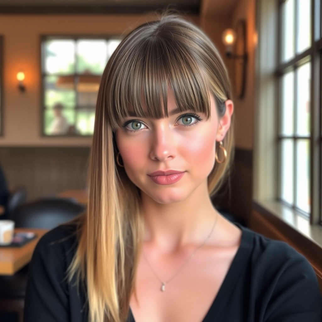 Sleek Straight Hair with Curtain Bangs