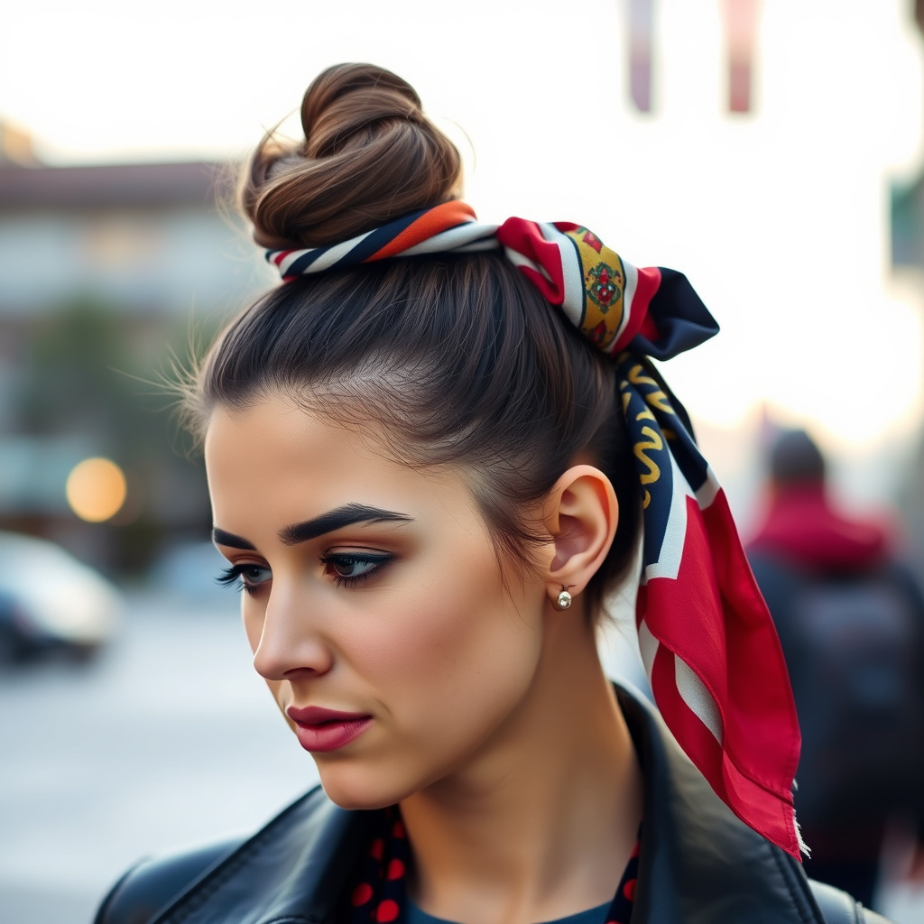 Top Knot with a Scarf